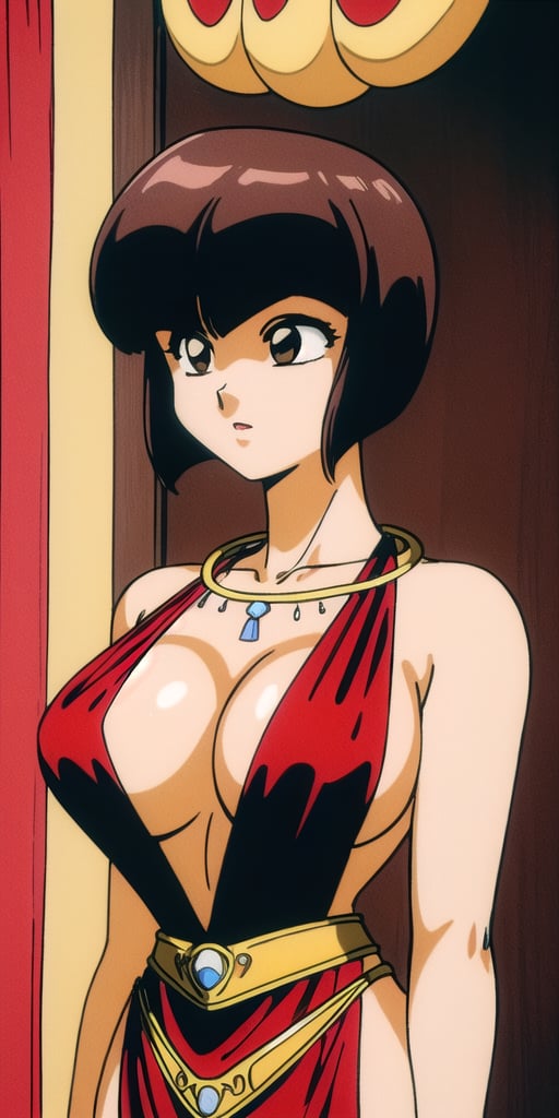 <lora:TendouNabikiV3:0.85> tendounabiki, huge_breasts, standing, solo, Red_Sleeveless_dress_Plunging_neckline_Pelvic_curtain_Backless_outfit_Gold_belt_Gold_necklace, masterpiece, best quality, detailed face, detailed eyes, highres,