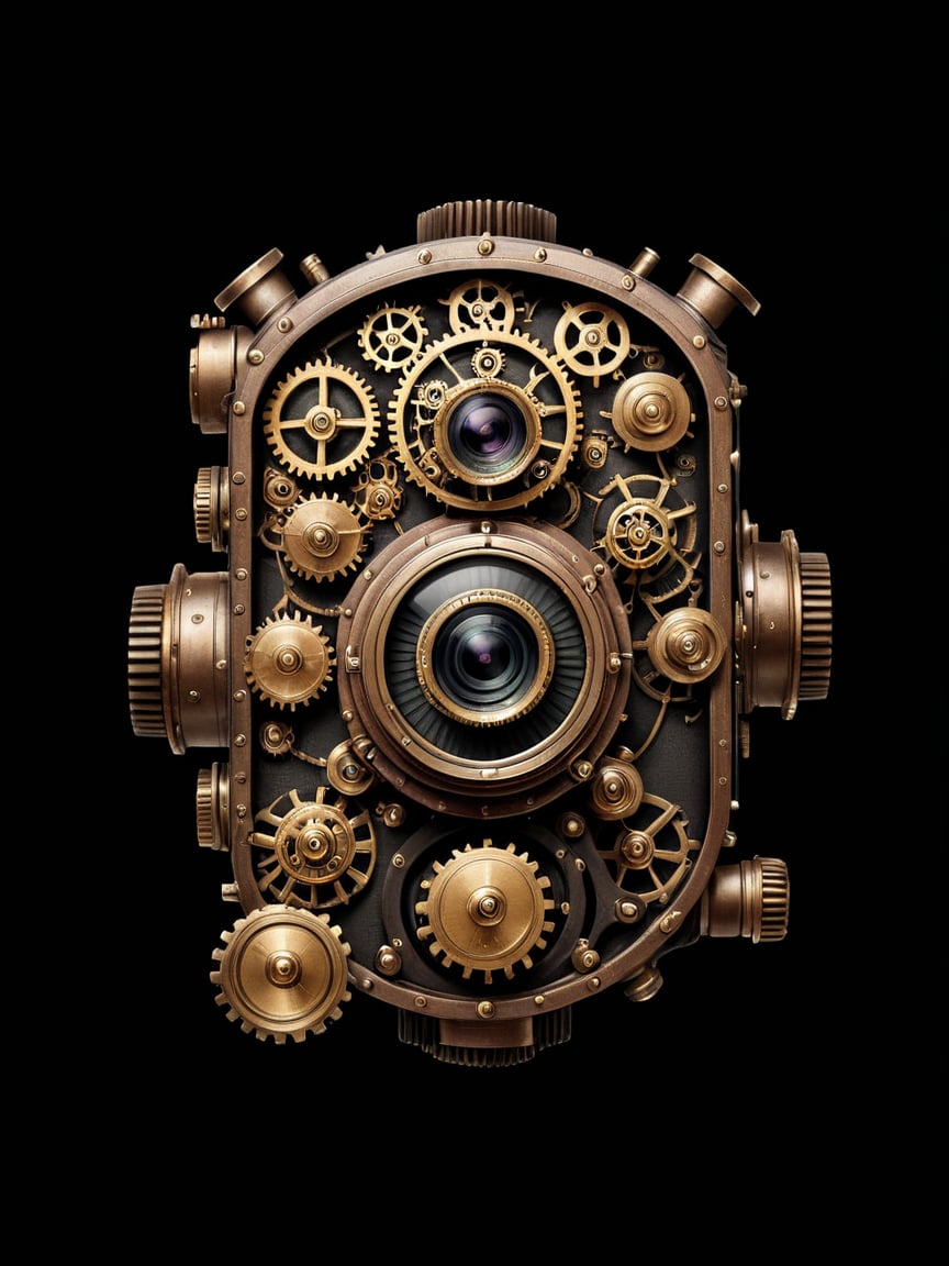 <lora:steampunkXL:0.7> steampunk, no humans, gears, simple background, camera