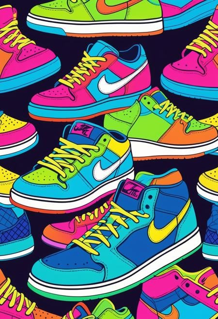 sneakers shoes, Neon Pop art