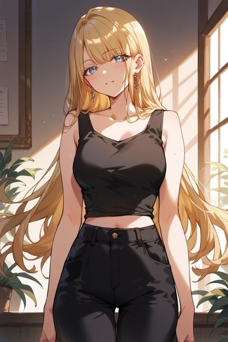 score_9, score_8_up, score_7_up, score_6_up, 1girl, <lora:Neo:0.9> neo, blond hair, long hair, black tank top, black pants,