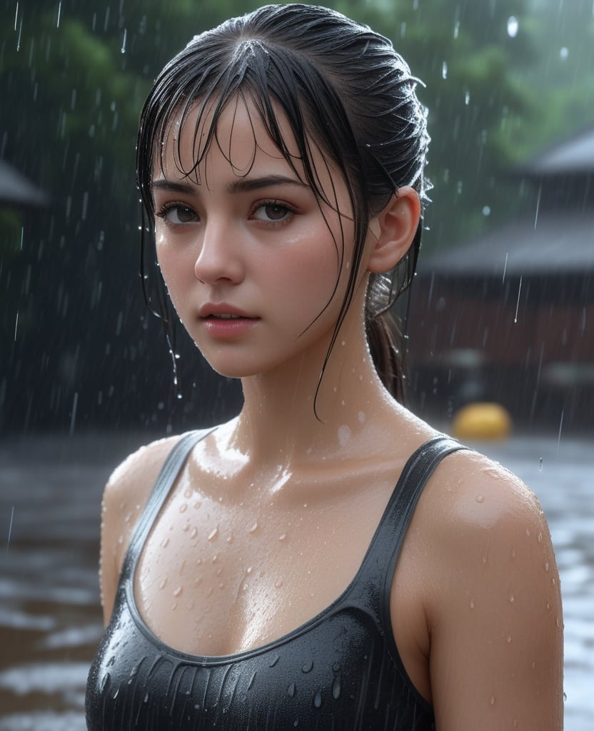 (,1girl, ,best quality, )masterpiece, fantasy, realistic,science fiction,mole, ultra realistic 8k cg, ,tamari \(flawless\),    ,hydrokinesis,sweat, wet, rain, ,       (()), (()),