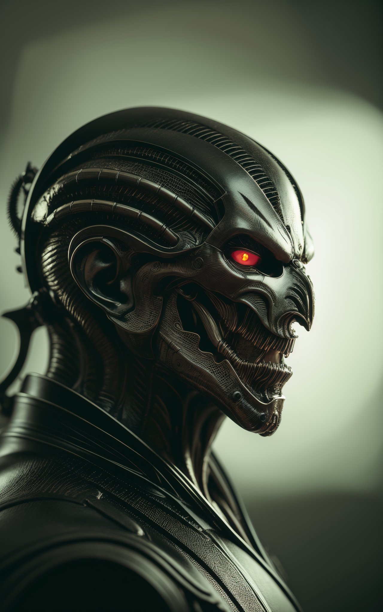 engineer prometheus face by Artgerm, xenomorph alien, highly detailed, symmetrical long head, smooth marble surfaces, detailed ink illustration, raiden metal gear, cinematic smooth stone, deep aesthetic, concept art, post process, 4k, carved marble texture and silk cloth, latex skin, highly ornate intricate details, prometheus, evil, moody lighting, hr geiger, hayao miyazaki, indsutrial Steampunk