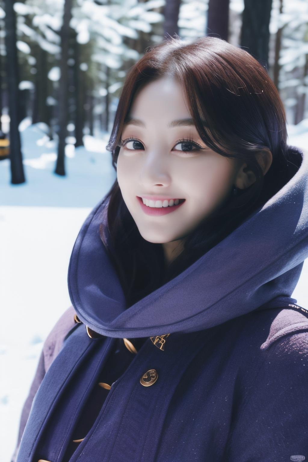 <lora:Jihyo_BRA:1>, a picture of Jihyo, winter coat, face crop, winter clothes, snow, outdoors, masterpiece, (detailed lighting, extremely detailed skin, extremely detailed hair, shadows, 8k), looking at viewer, (High Key Lighting), masterpiece, top quality, best quality, official art, unity 8k wallpaper, highres, ultra-high res, ultra-detailed, beautiful and aesthetic