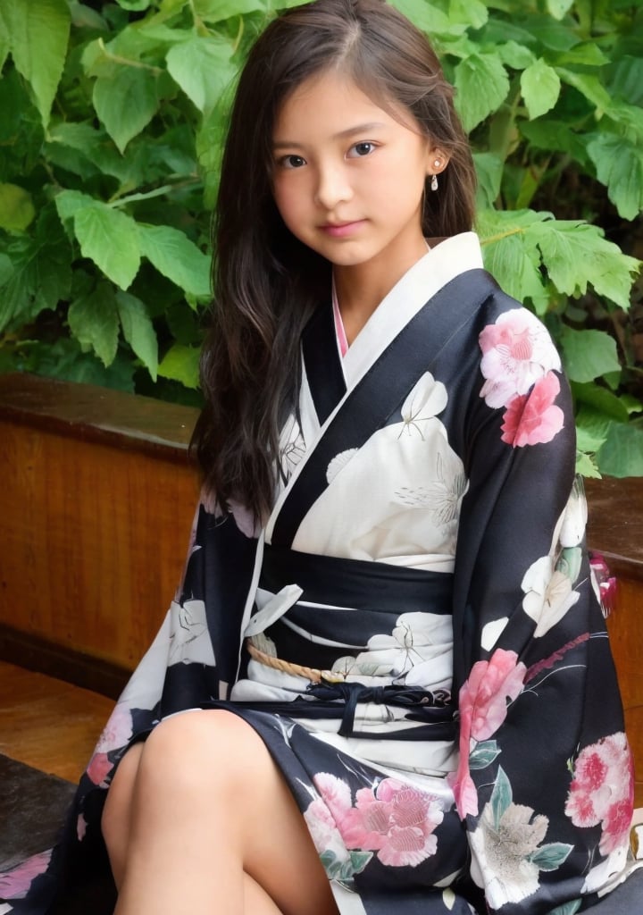 (((Dang))),(((11yo))),(((kimono))),flat chest,small breasts,(long hair),1girl, solo, breasts, looking at viewer, brown hair, black hair, navel, jewelry, sitting, earrings, black eyes,, lips, loli, realistic,Dang<lora:EMS-340388-EMS:1.000000>