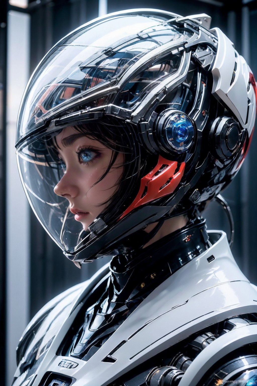 <lora:AgainRealistic_v2.0:1>,AgainRealistic_v2.0, 1girl, helmet, solo, blue eyes, profile, black hair, science fiction, realistic, short hair, space helmet, spacesuit, blurry, lips, portrait, blurry background, parted lips, upper body, closed mouth, web address, red lips, astronaut