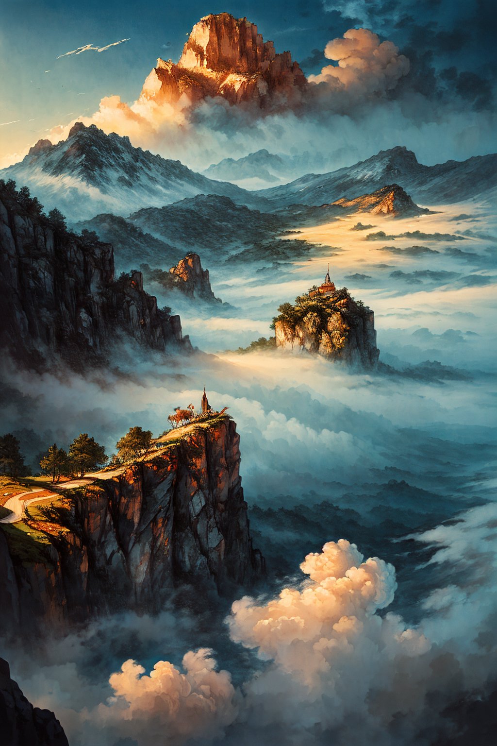 Clouds, Sky, Mountains,SFW, (masterpiece:1,2), best quality, masterpiece, highres, original, extremely detailed wallpaper, perfect lighting,(extremely detailed CG:1.2), poster