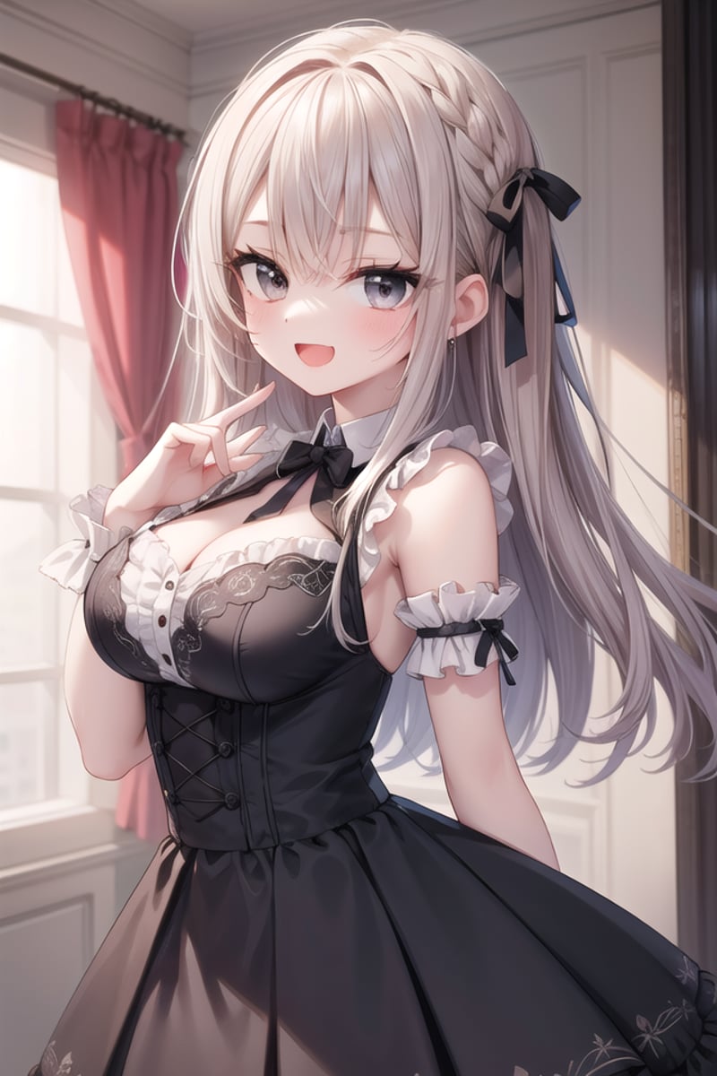 <lora:talkmouth_A_type2_v100:1>insanely detailed, absurdres, ultra-highres, ultra-detailed, best quality,1girl, solo, nice hands, perfect handsBREAKgothic theme, black gothic dress, white frill, hair dressBREAK(nsfw:-1.5)BREAKsmile, open mouthBREAK,standing, cowboy shot, looking at viewerBREAKslender, kawaii, perfect symmetrical face, ultra cute girl, ultra cute face, ultra detailed eyes, ultra detailed hair, ultra cute, ultra beautifulBREAKin schoolyard, depth of field, ultra detailed backgroundBREAKlarge breastsBREAKbrown hair, brown eyes, box braids, 