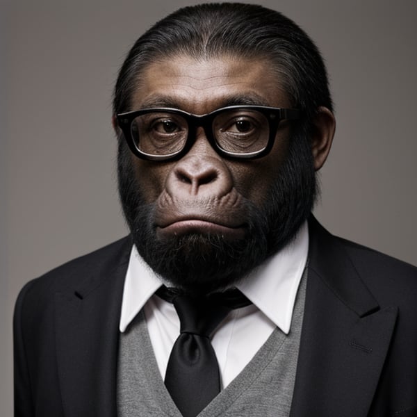 gorilla,gorilla with glasses wearing an elegant suit,cultured, intellectual,[ape]