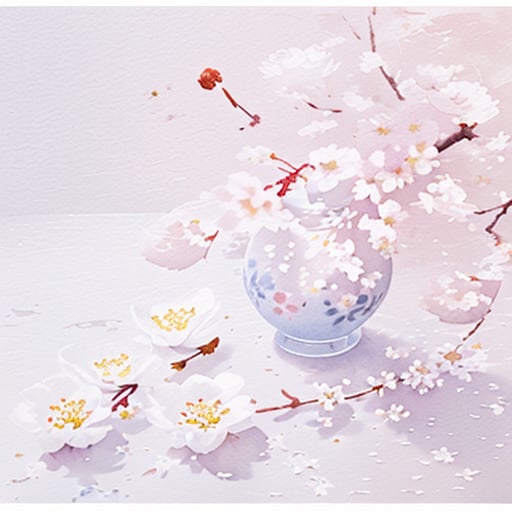 no humans,still life,flower,traditional media,food focus,food,fruit,white flower,cherry blossoms,watercolor painting,<lora:2SHUICAI:0.8>,<lora:shuicaihua:0.8>,<lora:shuicaihua:0.8>,