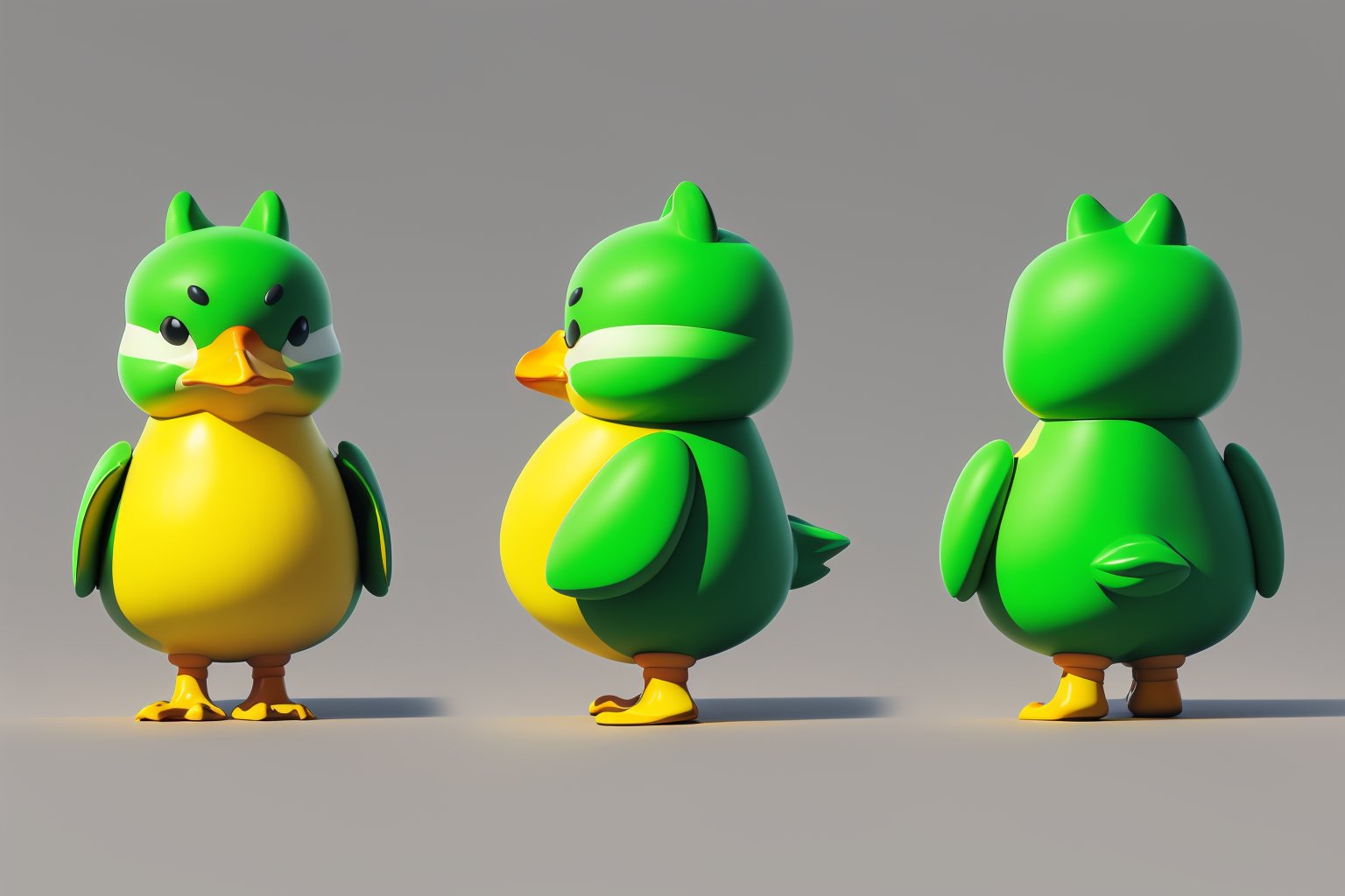 masterpiece,best quality,<lora:真IP设计动物版:1>,three views,character design,duck,