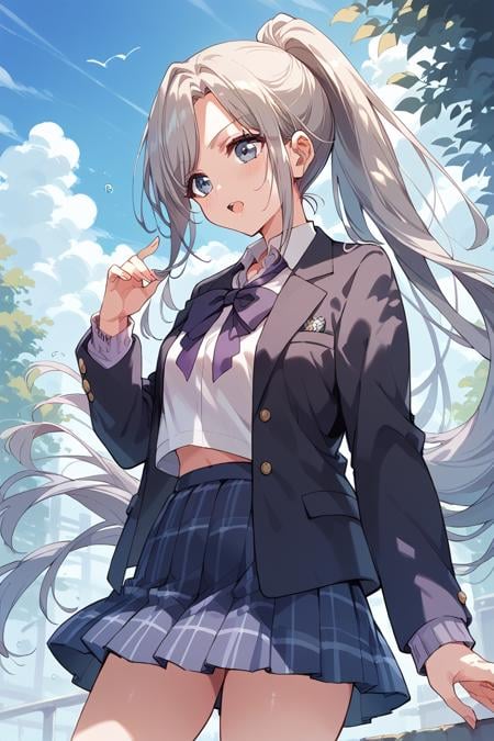 score_9, score_8_up, score_7_up, score_6_up, 1girl, <lora:Niijima_Ibuki:0.9> ibuki, long hair, ponytail, school uniform, jacket,