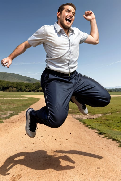 a man jumping