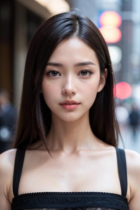 (masterpiece, best quality, hires, high resolution:1.2), (extremely detailed, intricate details, highres), (headshot:1.2) portrait on a (Tokyo street background:1.2), (headshot:1.2), (face focus:1.1), (soft focus:1.2), low lighting, (out of focus:1.2), bokeh, f1.4, 40mm, photorealistic, raw, 8k, textured skin, skin pores, intricate details, 1girl,   <lora:zyd232sChineseGirl_v16:0.08>,  <lora:cuteGirlMix4_v10:0.08>, ultra sharp image, black brown hair, perma straight hair style, polaroid photo style, 