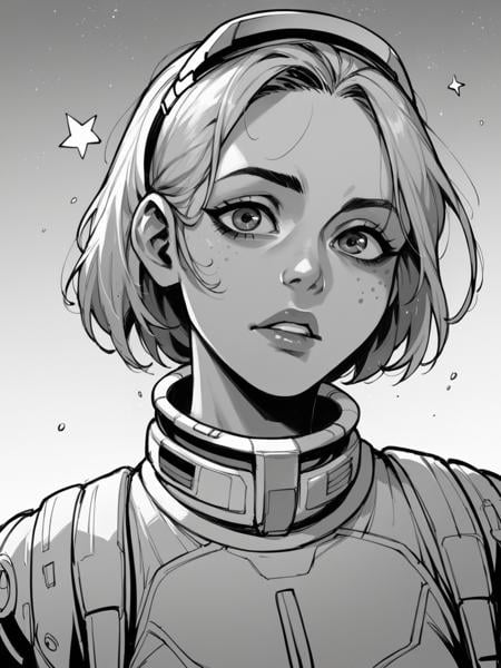 score_9, score_8_up, score_7_up, score_6_up,  <lora:0ut3rsp4c3XLP:0.3> 0ut3rsp4c3, star (sky),  spacesuit, 1girl, alien, m4ng4, manga, monochrome, greyscale, comic, <lora:m4ng4XLP:1> 