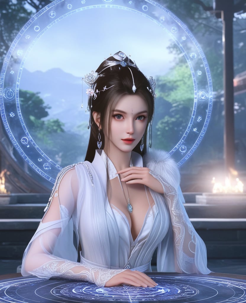 <lora:612-DA-XL-少年白马醉春风-玥瑶:0.8>(,1girl, ,best quality, ),looking at viewer,ultra detailed background,ultra detailed background,ultra realistic 8k cg, ,masterpiece, (( , )),   (magic, magic circle, ),  (cleavage), (),