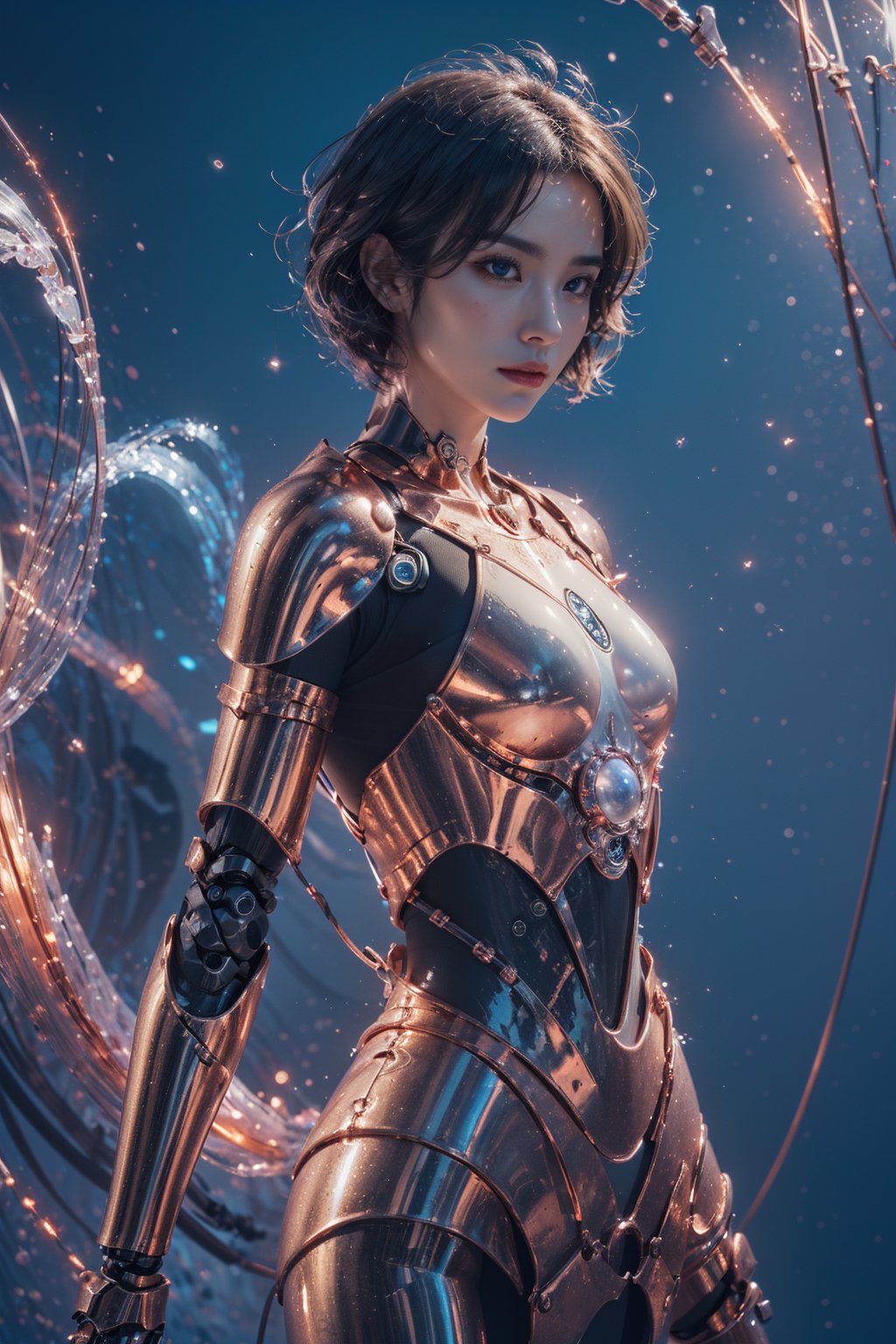 sdmai,jixieji,masterpiece,highquality,3d,8kcg,intricatedetails,detailedbackground,sacred.ornaments,byDylanKowalski,((1girl)),upperbody,muscular,skindentation,lookingtotheside,shorthair,prosthesis,mechanicalarms,syntheticskin,porcelain,pearl,holographic,titanium,diamond,ruby,sapphire,gemstones,clockwork,grunge,wornedges,armor,<lora:机械姬jixieji:0.7>,