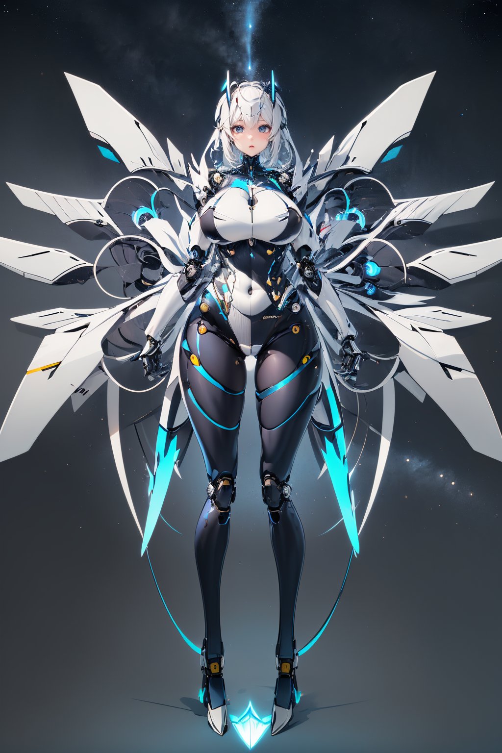 Holy mechanical Angel,blue mecha,blue Tight armor,(big mechanical wings:1.2),(huge turbo fan:1.5),((mechanical wing intermediate fan:1.2)),dynamic_angle,(long legs:1.2),kawaii,starry_background,<lora:tianq005:0.8>,tianq