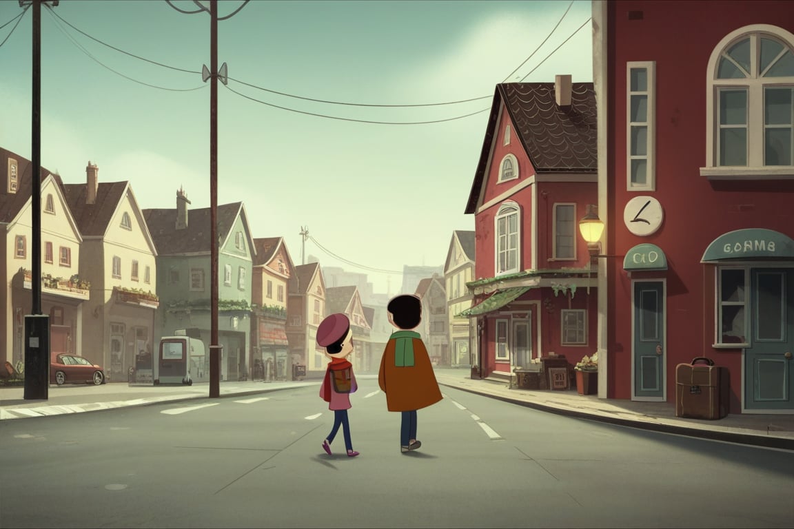 score_9, score_8_up, score_7_up,SeaOfTheSea_Studio_Saloon_Style, sky, female, 1boy, window, male, clothing, footwear, ambiguous gender, town, coat, absurd res, anthro, street, outside, 1girl, walking, building, suitcase, outdoors, scarf, hat, mammal, house, topwear, hair, duo, green scarf, city, headwear, vehicle, black hair, clothed, digital media (artwork), short hair, power lines, headgear, group, detailed background, street lamp, human, hi res, scenery, door, bag<lora:EMS-444535-EMS:1.000000>