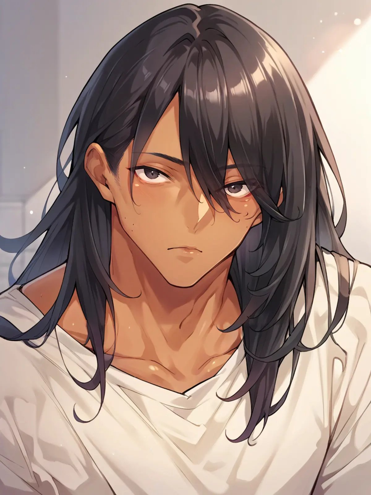 score_9, score_8_up, score_7_up, score_6_up, <lora:n4n40XLP:1> n4n40, 1boy, long hair, black hair, stubble, solo, tan skin