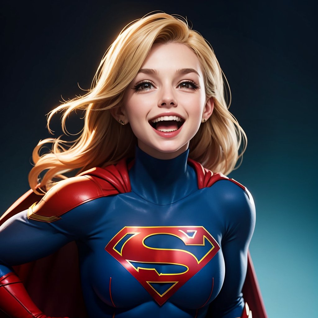 Supergirl, laughing 