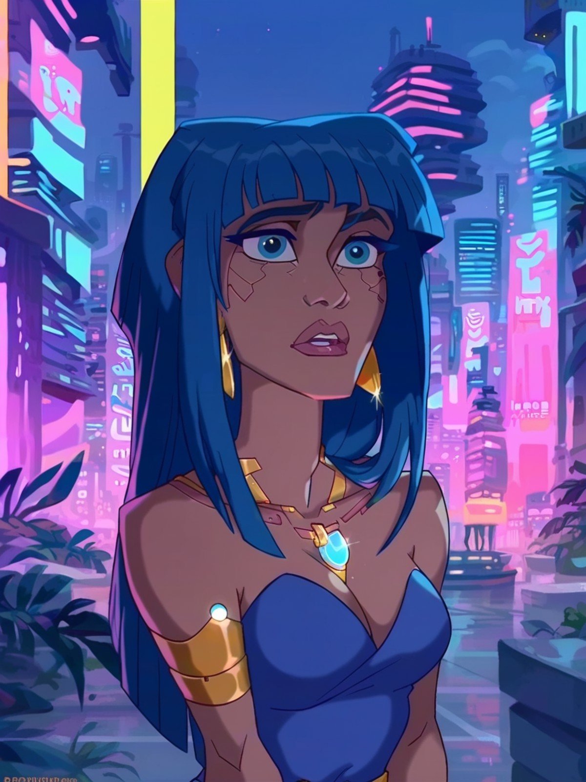 <lora:Kida:0.8> ki_da, 1girl, wihte hair,  blue eyes, gold earring, pendant,full body,     ((cyberpunk outfit)), night city background <lora:Calm-no-fellatio_Sankaku_winsor-05-95_da2_20240222_with-txt_pony-v6:0.9>, score_9, score_8_up, score_7_up,