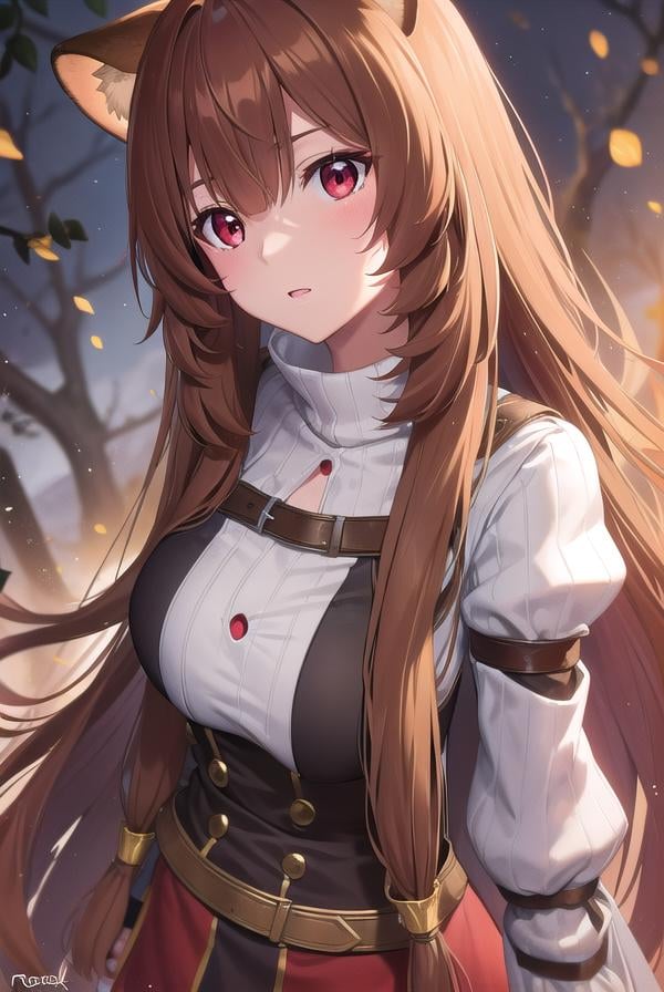 raphtalia, <lora:raphtalia-lora-nochekaiser:1>,raphtalia, animal ears, brown hair, long hair, raccoon ears, raccoon girl, raccoon tail, (red eyes:1.5), tail,BREAK arm garter, belt, brown belt, brown dress, dress, juliet sleeves, long sleeves, puffy sleeves, short dress,BREAK looking at viewer,BREAK outdoors, forest, nature, sun, sky, (cowboy shot:1.5),BREAK <lyco:GoodHands-beta2:1>, (masterpiece:1.2), best quality, high resolution, unity 8k wallpaper, (illustration:0.8), (beautiful detailed eyes:1.6), extremely detailed face, perfect lighting, extremely detailed CG, (perfect hands, perfect anatomy),