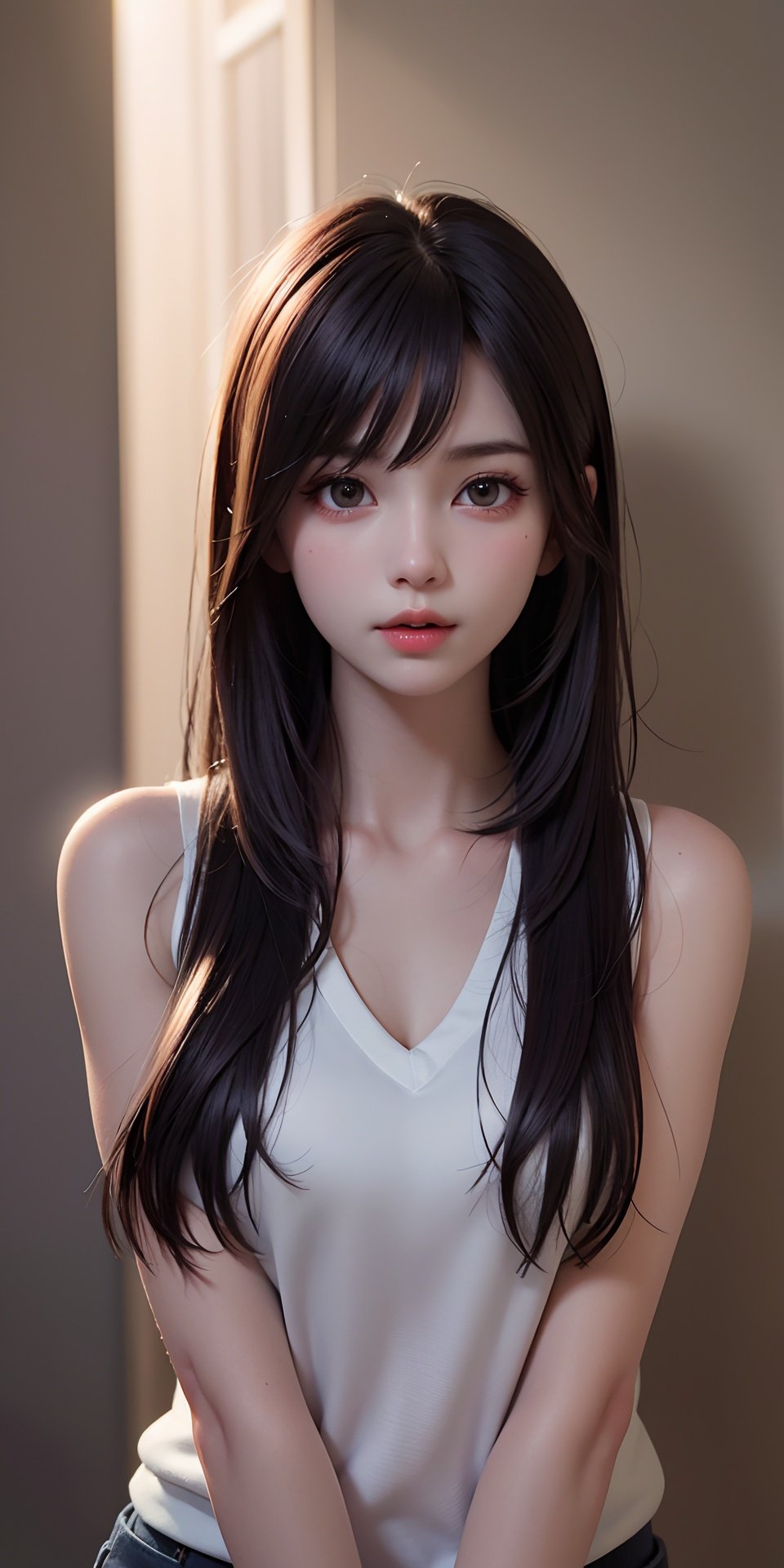 <lora:BG1:0.1>,, 8K raw photo,Best quality,masterpiece,ultra high res,(photorealistic:1.4),raw photo,1girl,(tall female:1.3),skinny,(upper body:1.2),slim_legs,solo,(perfect body shape:1.1),The face is symmetrical and looking directly at the camera,powerful expression,energetic asymmetrical layout,(interplay of sunlight and shadows:1.3),