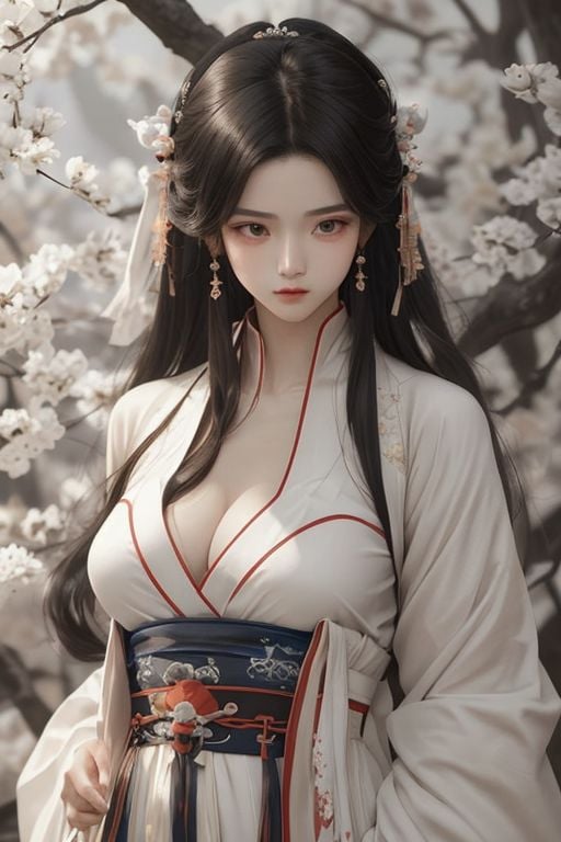 APO <lora:Hanfu:1.5>, a woman, (upper body), (from above:0.75)