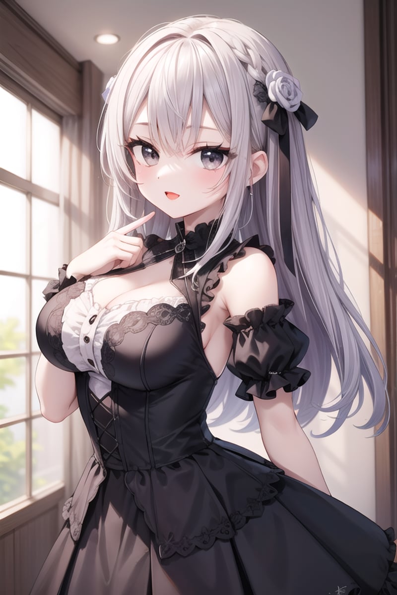 <lora:talkmouth_U_type2_v100:1>insanely detailed, absurdres, ultra-highres, ultra-detailed, best quality,1girl, solo, nice hands, perfect handsBREAKgothic theme, black gothic dress, white frill, hair dressBREAK(nsfw:-1.5)BREAKsmile, open mouthBREAK,standing, cowboy shot, looking at viewerBREAKslender, kawaii, perfect symmetrical face, ultra cute girl, ultra cute face, ultra detailed eyes, ultra detailed hair, ultra cute, ultra beautifulBREAKin schoolyard, depth of field, ultra detailed backgroundBREAKlarge breastsBREAKbrown hair, brown eyes, box braids, 