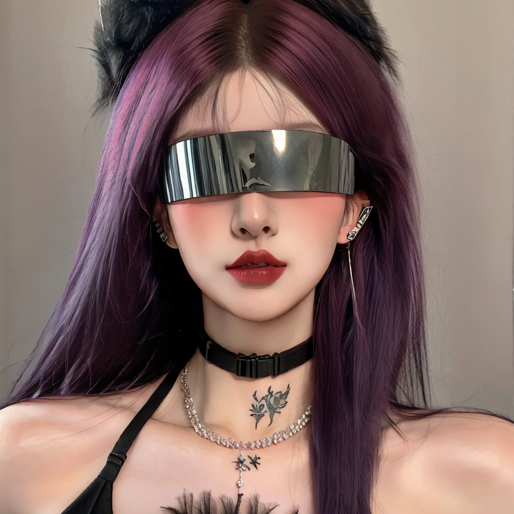 1girl,fair_skin,glamor,slender face,multicolored hair,makeup,fundoshi,eyeshadow,lipstick,light_blush,tattoo,ear_ornament,blindfold,<lora:giao-000010:0.8>,<lora:FF_Girl丨多风格lora_v1.0:0.6>,