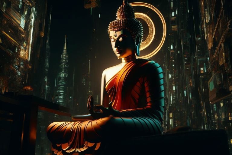 Buddha cyberpunk