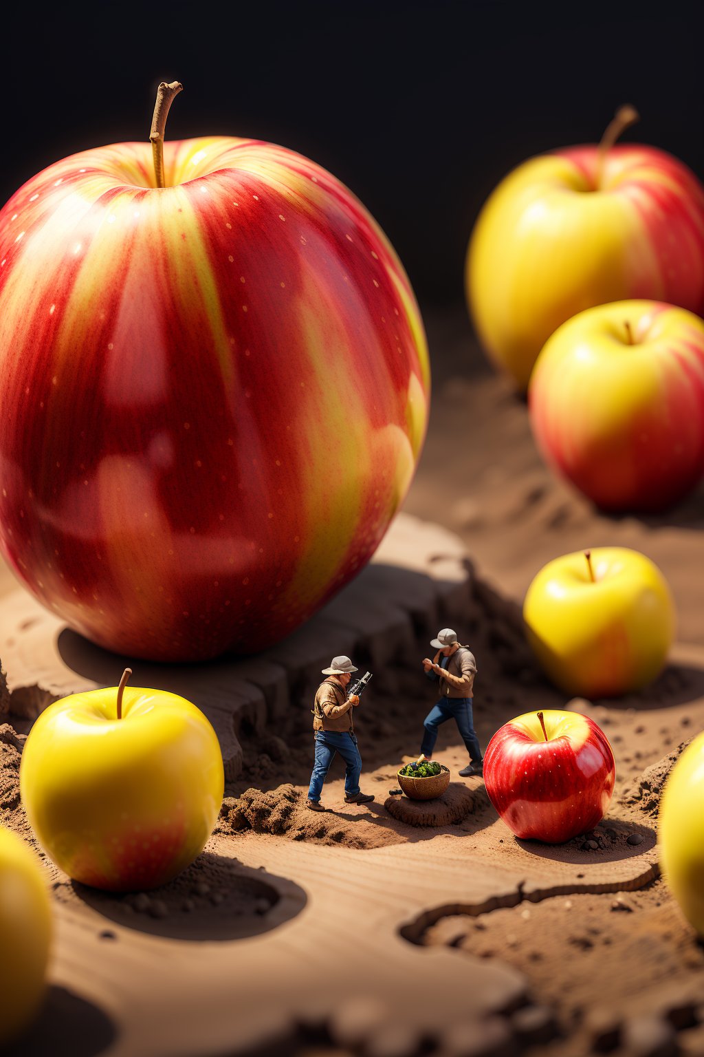 masterpiece,best quality,<lora:微缩世界-美食版:1>, miniature  photography,apple,a huge apple,