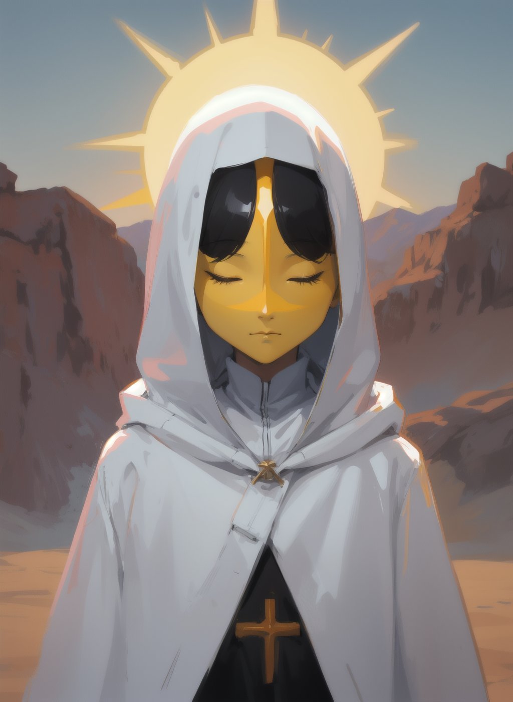 Priest of the sun. wearing a sun mask.