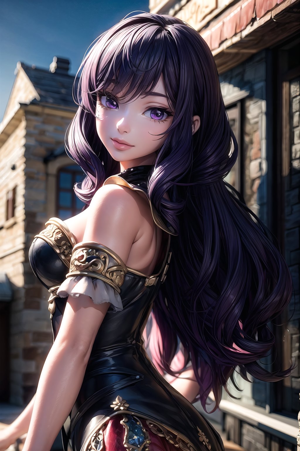 (masterpiece, best quality:1.3), 8k resolution, (3d:1.3), p0lly, original, ultra-detailed portrait, cowboy shot, minigirl, photoreal, very long hair, wavy hair, playful, outdoors, daydreaming, half-closed eyes, dappled sunlight, purple eyes, red hair, looking ahead, emotionless, rubber, (dynamic), stylish, (shiny:1.1), from below, sky, fashion, dress, (deep depth of field:1.3), depth, glitter, extremely detailed, (intricate details), perfect face, finely detailed face, detailed eyes, volumetric, gorgeous, perfect composition,volumetric lighting, soft lighting,traditional media,cara,sweetscape,coralinefilm<lora:EMS-363895-EMS:1.000000>, <lora:EMS-179-EMS:0.300000>, <lora:EMS-32692-EMS:0.400000>, <lora:EMS-30949-EMS:0.200000>