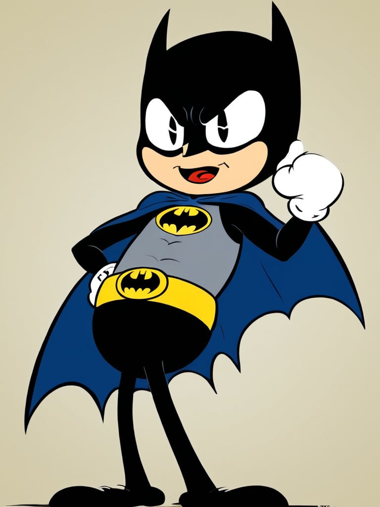 (rubber_hose_character:1.1) <lora:RubberHose_Characters_SDXL_v1:1.5>,cartoon, batman, (noodle_limbs:1.3), cape