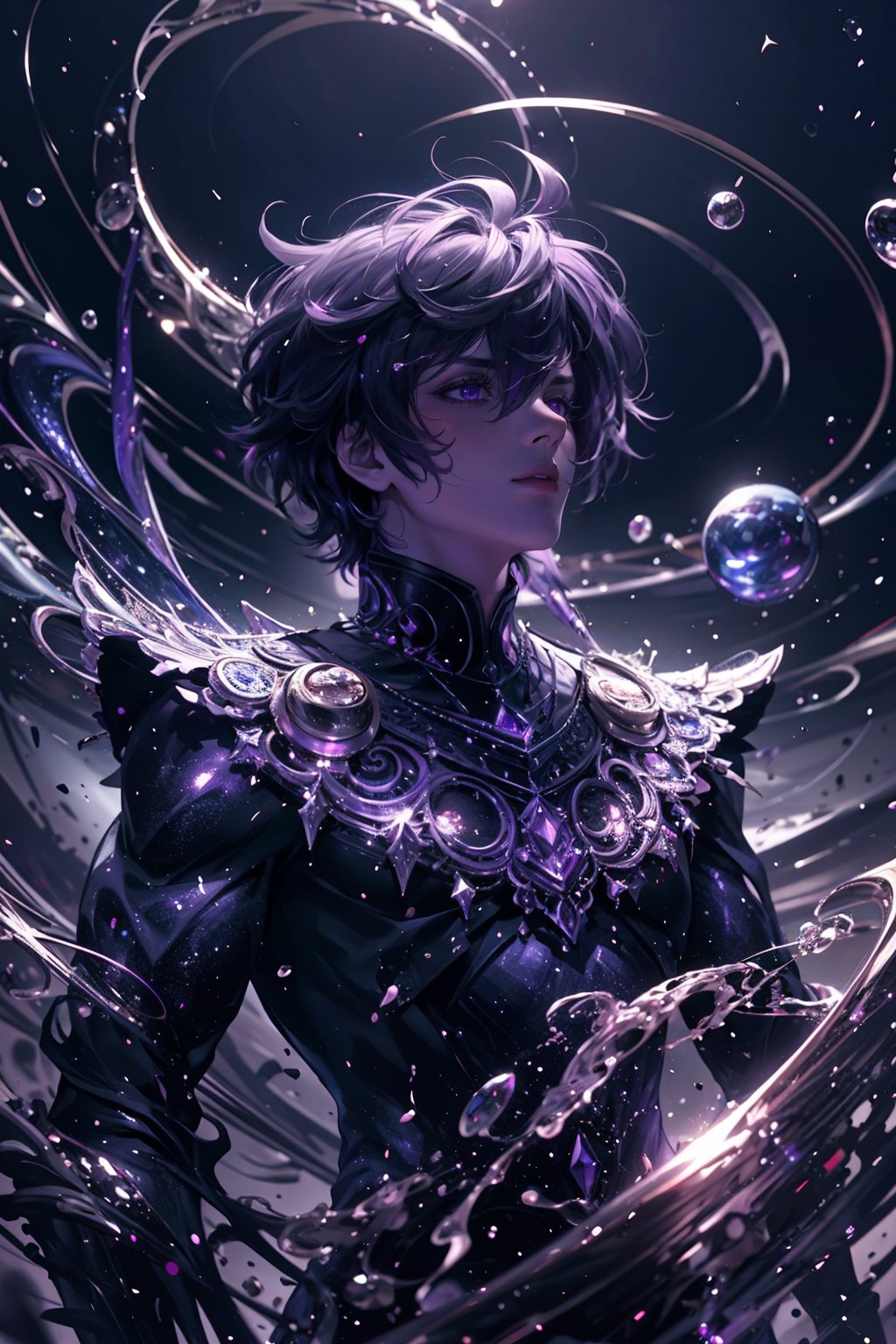 masterpiece,best quality,ultra high res,tashan,<lora:踏山幻想:0.8>,Dark Violet theme,background light,universe,sparkle,