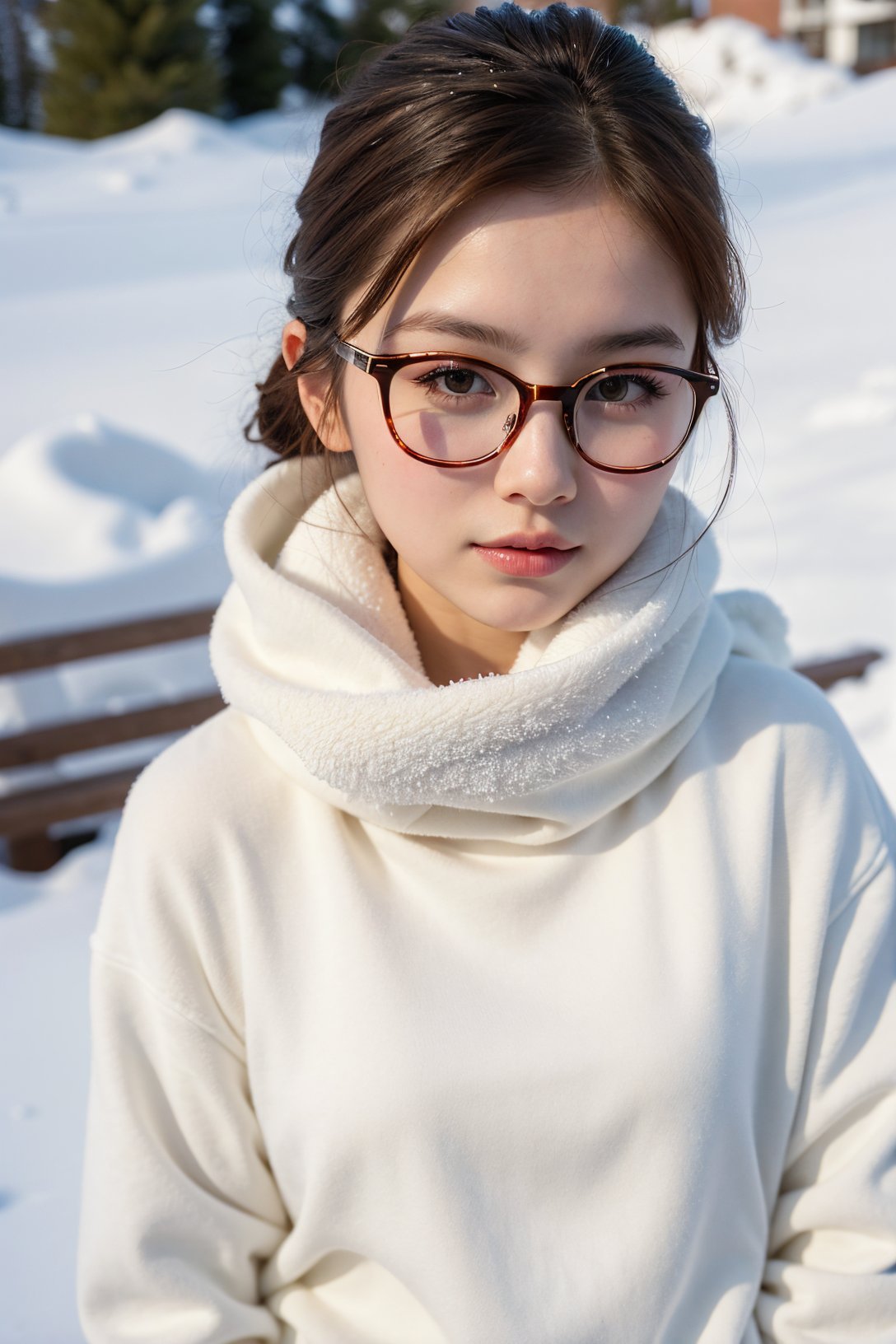 stym,1girl,glasses,Snow-white skin,