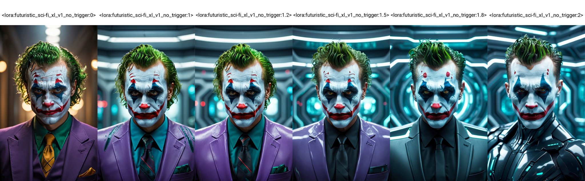 (best quality,highres,masterpiece:1.2),ultra-detailed,(portrait,joker,man,creepy look,detailed eyes,shallow depth of field,vignette,highly detailed,high budget Hollywood film),(best quality,4k,8k,highres,masterpiece:1.2),ultra-detailed,(realistic,photorealistic,photo-realistic:1.37),portraits,sharp focus,physically-based rendering,professional,vivid colors,bokeh,studio lighting,creepy color tones,subtle shadows<lora:futuristic_sci-fi_xl_v1_no_trigger:0>