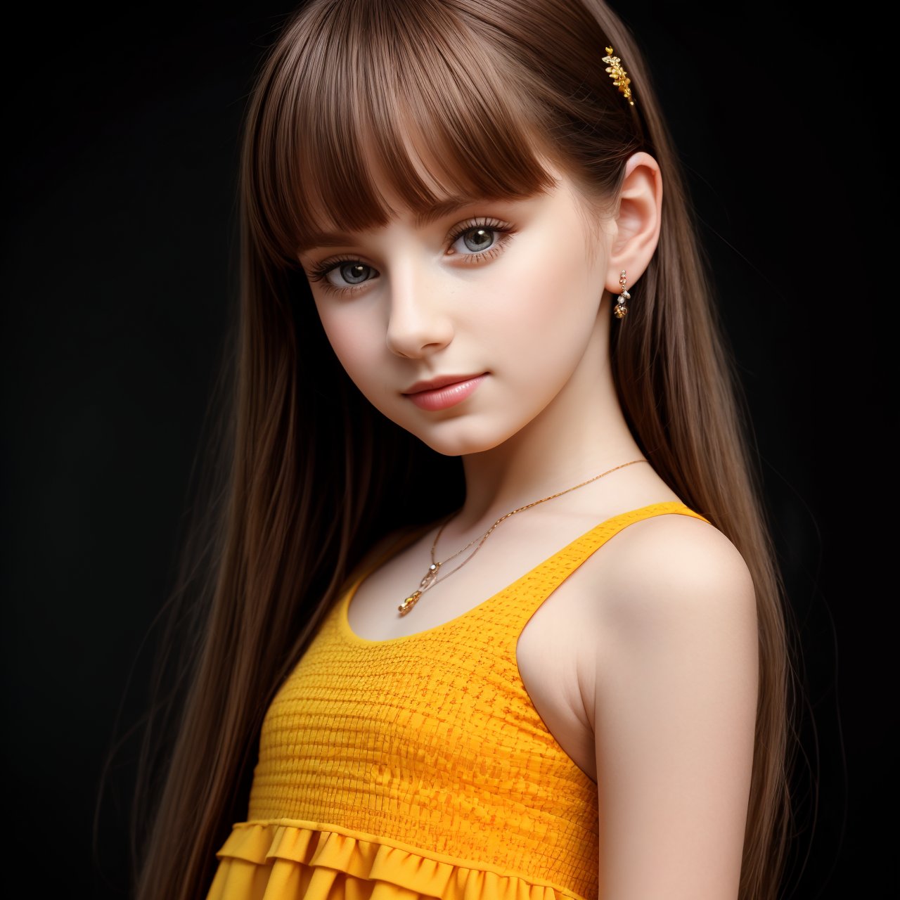 SFW, (masterpiece:1.3), best quality, extra resolution, wallpaper, HD quality, HD, HQ, 4K, full body portrait of stunning (AIDA_LoRA_KtM:1.01) <lora:AIDA_LoRA_KtM:0.87> posing for a picture on blurry yellow background, little girl, pretty face, red dress, intimate, cinematic, dramatic, insane level of details, intricate pattern, studio photo, kkw-ph1, hdr, f1.7