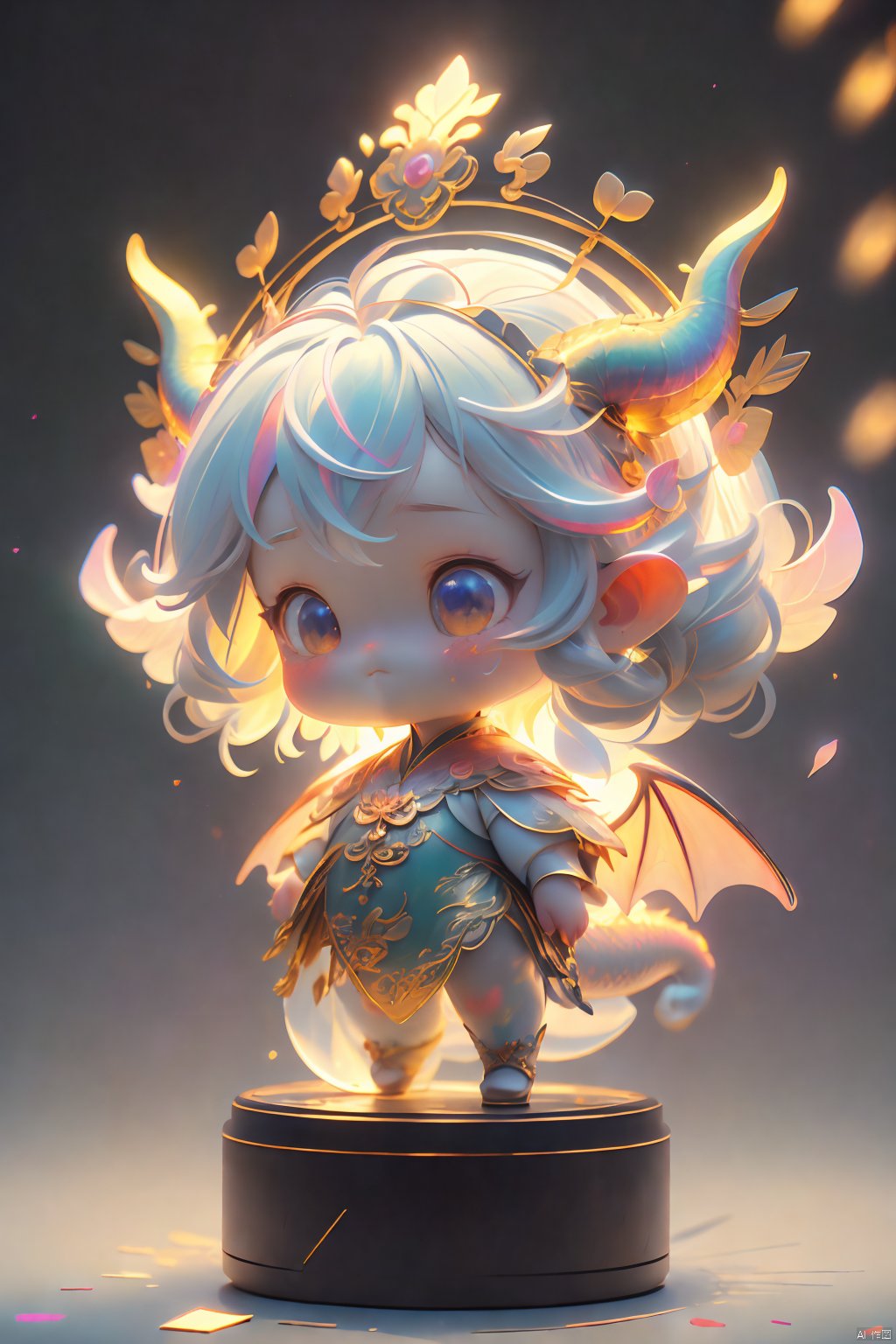 Best Quality,  Masterpiece,  Cute Little Dragon, Naked,  dragon horns, （ Clear Color PVC Scales）, （ Clear Color Vinyl Wings）,  （Colorful Scales）,  Prism,  Holographic,  Chromatic Aberration,  Fashion Illustration,  Masterpiece,  8k,  Super Detailed,  pixiv, Delicate facial depiction with facial scalesHigh Resolution,  Solo,  Ultra Detail,  Masterpiece,  (Detail Cute Face): 1.2,  (Masterpiece,  Best Quality: 1.3),  Beautiful Detail Glow,  Best Lighting,  (((Best Quality,  Textile Shadows,  Ultra Detail))),  Beauty and Aesthetics with High Detail,  Best Lighting,  High Resolution,  Detail,  Dynamic Lighting,  Ultra Detailed Skin,  Intricate Detail,  Ultra Detail,  Sharp Detail,  Coast, Levitation,  xxhanfu halo cyber phoenix crown,  Light-electric style,  Cyberpunk Concept,<lora:EMS-272061-EMS:0.660000>,<lora:EMS-268526-EMS:0.300000>,<lora:EMS-262422-EMS:0.400000>,<lora:EMS-22839-EMS:0.200000>,<lora:EMS-267842-EMS:0.200000>