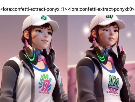 score_9,  score_8_up, score_7_up, source_anime, <lora:confetti-extract-ponyxl:1> <lora:overwatch-ponyxl-000006:1> 1girl, owdva, baseball cap, headphones around neck, black jacket