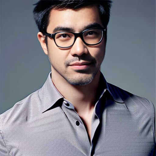 1boy,beard,black hair,open shirt,closed mouth,CNShuaiMale,facial hair,formal,full body,glasses,grey background,looking at viewer,male focus,muscular,realistic,shirt,short hair,solo,stubble,CNMaleCute<lora:SD1.5_CNMaleCute.1.0:0.7>,