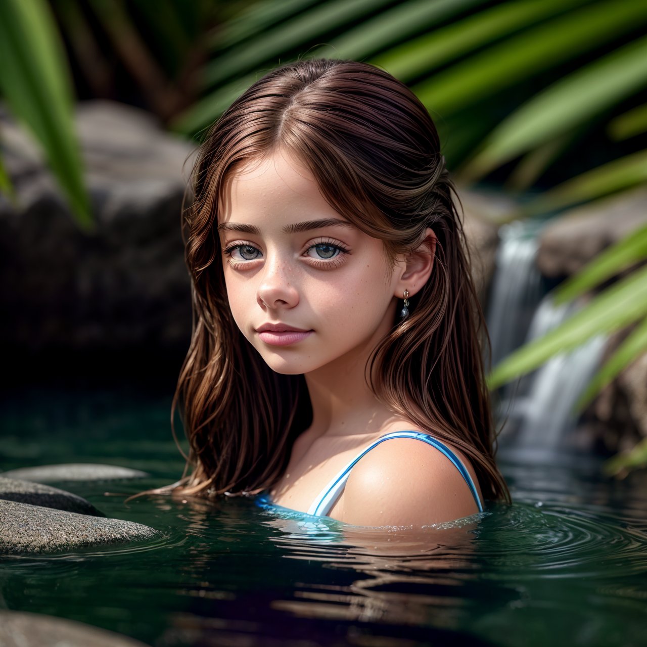 (masterpiece:1.3), view from below, full body portrait of self-assurance (AIDA_LoRA_RiWo:1.1) <lora:AIDA_LoRA_RiWo:0.84> in a blue swimsuit sitting on the stones in a waterfall, water, wet, sunlight, outdoors, little girl, pretty face, intimate, dramatic, insane level of details, studio photo, studio photo, kkw-ph1, hdr, f1.6, (colorful:1.1)