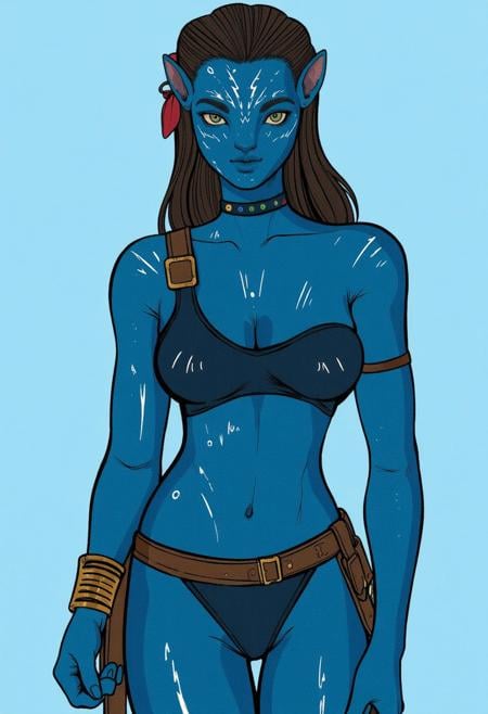 avatar na'vi, naweiren, a beautiful girl wearing clothes,