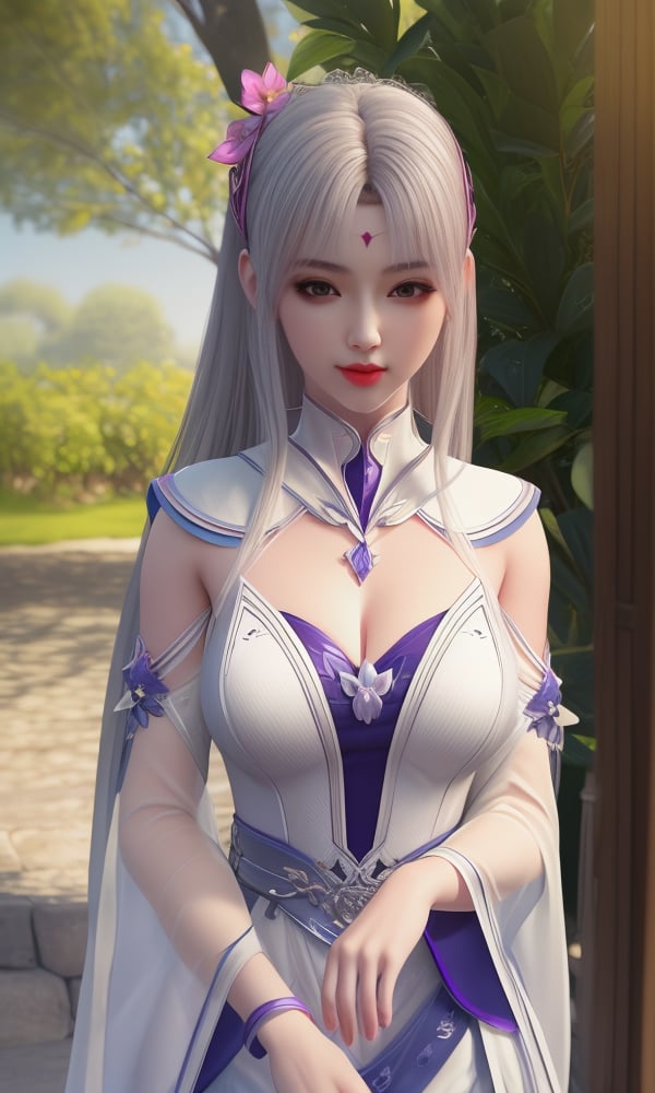 (,1girl, ,best quality, ),looking at viewer, <lora:427-DA-斗破苍穹-小医仙-天毒女-白衣:0.8> ,ultra detailed background,ultra detailed background,ultra realistic 8k cg, ,masterpiece, (( , )),,  fiction,mole, ultra realistic 8k cg, ,      , lemon blossoms,  (cleavage), (), ,,,