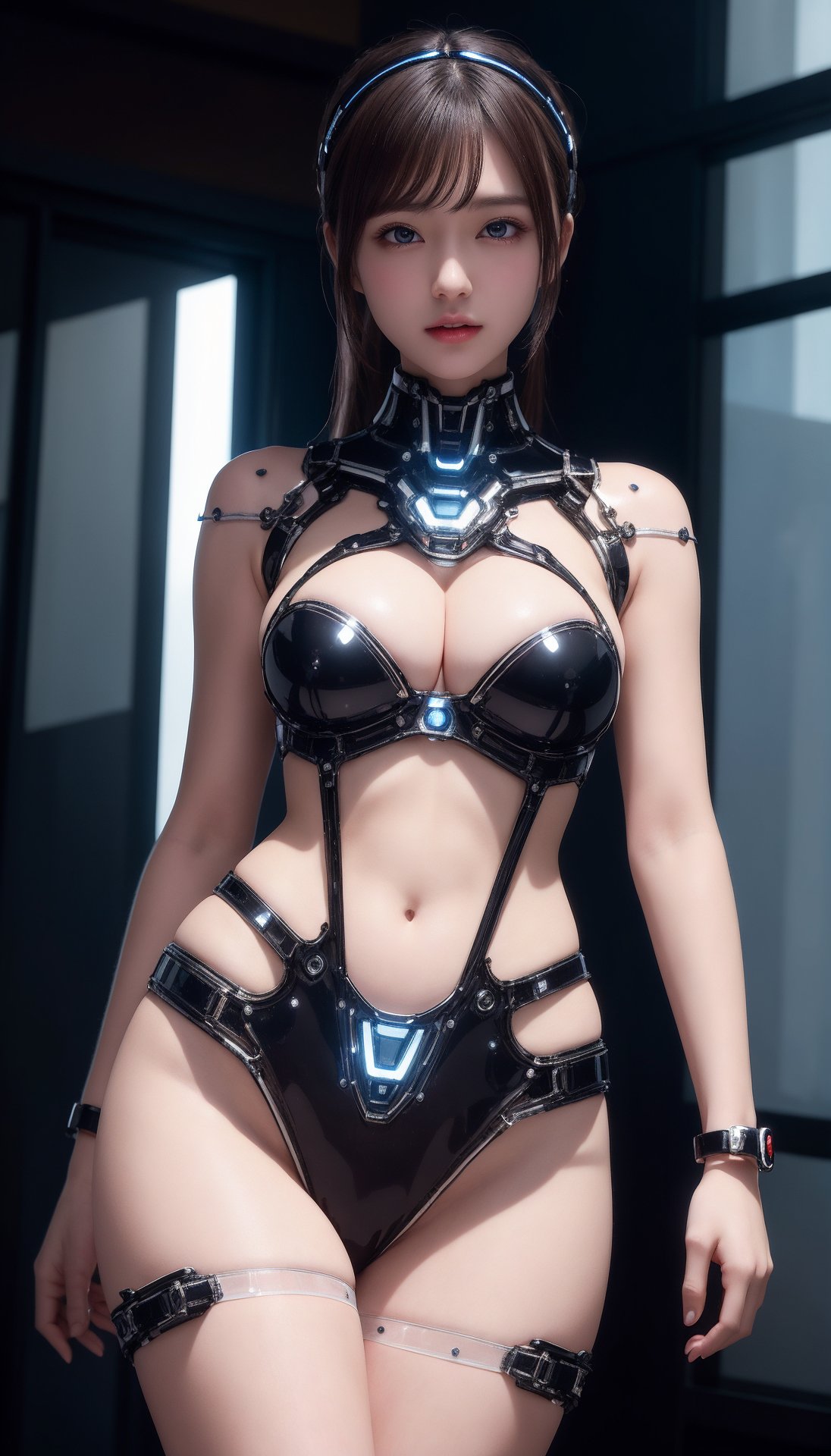 (best quality, masterpiece:1.2),ultra detailed,(photo realistic:1.4),solo,cute girl,upper body,(body illumination:1.4),sexaroid_of_mechagirl,<lora:MechaGirlSexaroid2024_v1-c:0.6>,