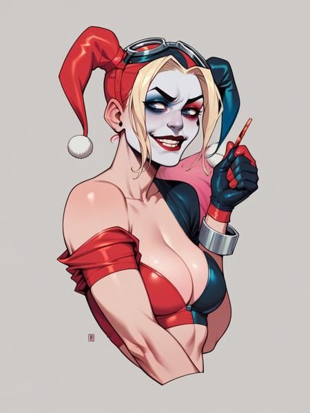 score_9, score_8_up, score_7_up, score_6_up, score_5_up,    <lora:b0ll4ndXLP:1> b0ll4nd, harley quinn, 