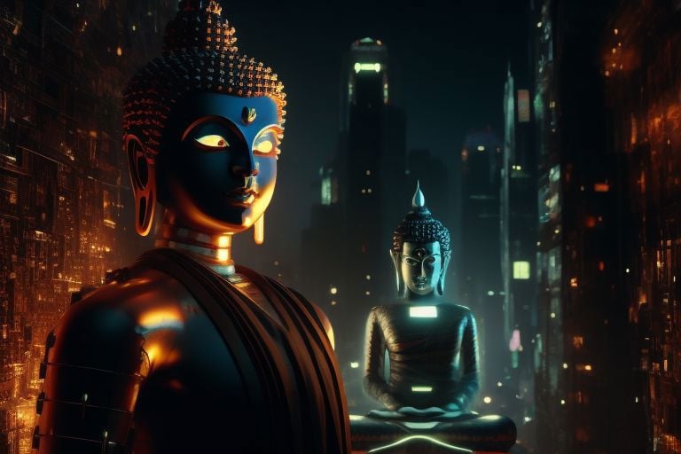 Buddha cyberpunk