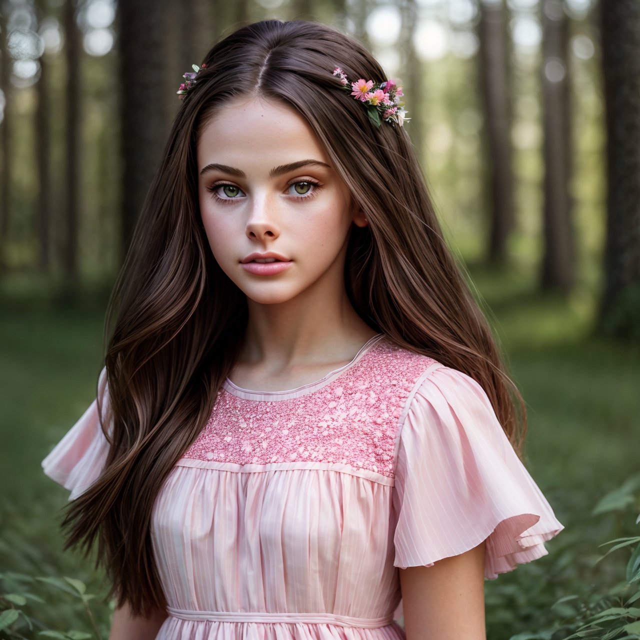 (masterpiece:1.3), best quality, looking back, portrait of stunning (AIDA_LoRA_MeW2016:1.11) <lora:AIDA_LoRA_MeW2016:0.91> in a pale pink dress in the field with trees on the backgrounds, little girl, pretty face, self-assurance, cinematic, dramatic, hyper realistic, studio photo, studio photo, kkw-ph1, hdr, f1.7, (colorful:1.1)