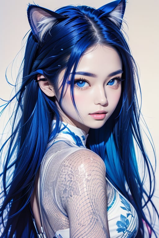 [Cat:girl:20],blue eyes,very beautiful,(shiny skin:1.1),(glossy skin:1.1),perfect skin,intricate details,ultra-realistic,(high saturation:1.05),(high contrast:1.05),35mm raw photo,